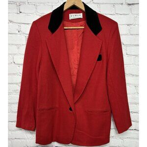 Vintage Dumas Equestrian Red 100% Wool Blazer Velvet Collar Sz M?